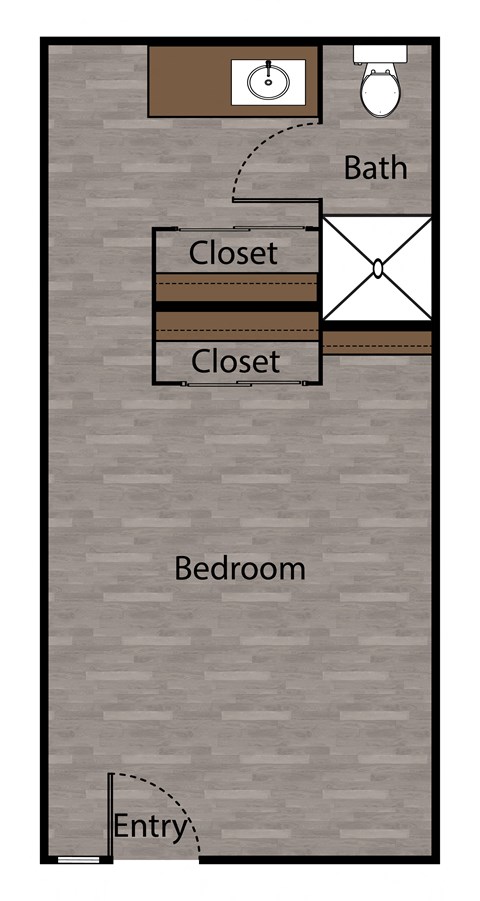 a floor plan of a small bathroom with a closet and a bath